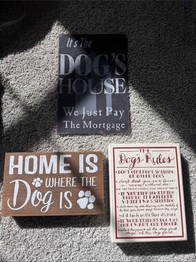Dog-Themed Wall Sign Trio - Brown, Black & Cream